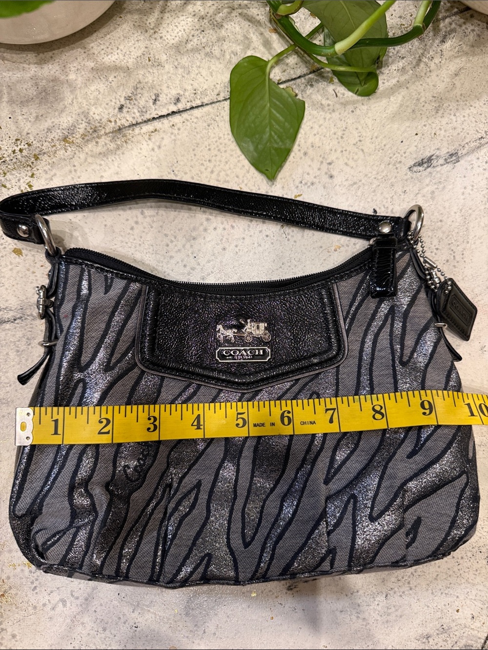 Coach 44407 Madison Lurex Metallic Shoulder Bag Black Silver Y2K - Picture 8 of 10